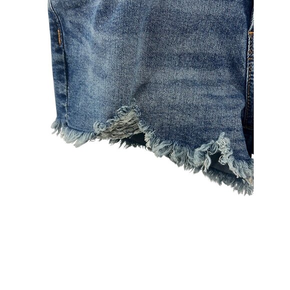 Denizen From Levis Mid-Rise Denim Shorts Sz 5 Blue Frayed Hem Distressed Casual - Picture 8 of 11